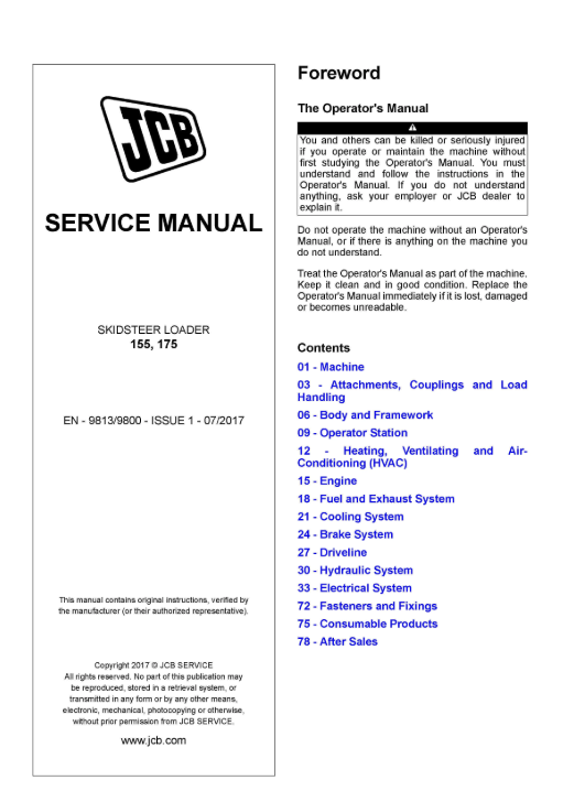 JCB 516-40 Telescopic Handler Service and Repair Manual PDF