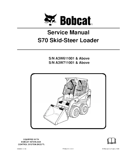 Bobcat S70 Skid Steer Loader Service and Repair Manual