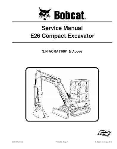 Bobcat E26 Compact Excavator Service and Repair Manual
