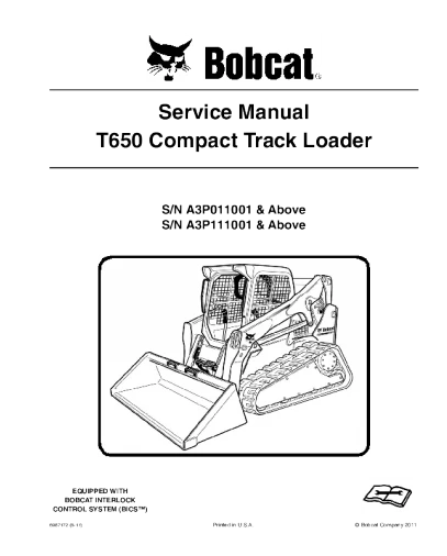 BOBCAT T650 SERVICE AND REPAIR MANUAL