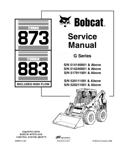 Bobcat 873, 883 Service and Repair Manual