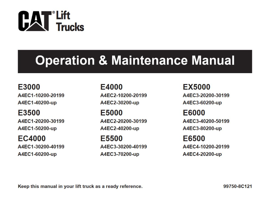 Manual De operación y mantenimiento Caterpillar Forklift E3000