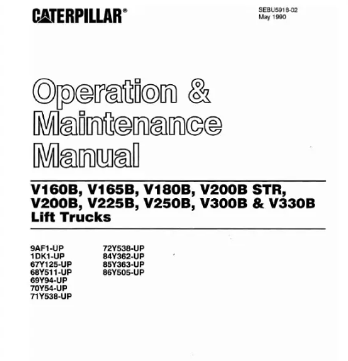 Manual de operación y mantenimiento Caterpillar V160B