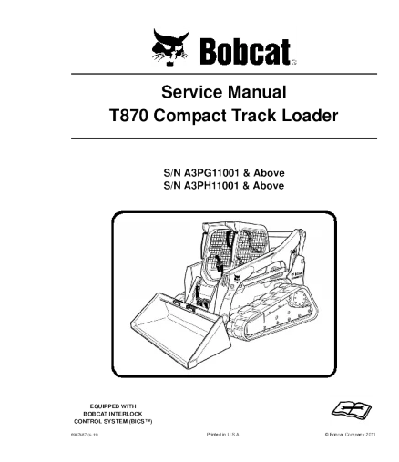 Manual de servicio y reparación de la cargadora compacta de orugas Bobcat T870