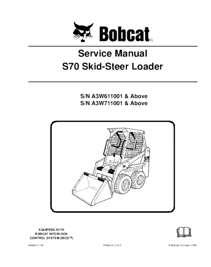 Manual de servicio y reparación de minicargadoras Bobcat S70