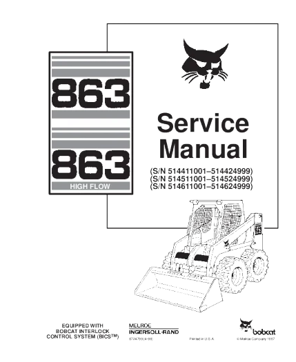 Manual de servicio y reparación de minicargadoras Bobcat 863