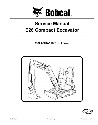 Manual de servicio y reparación de la excavadora compacta Bobcat E26