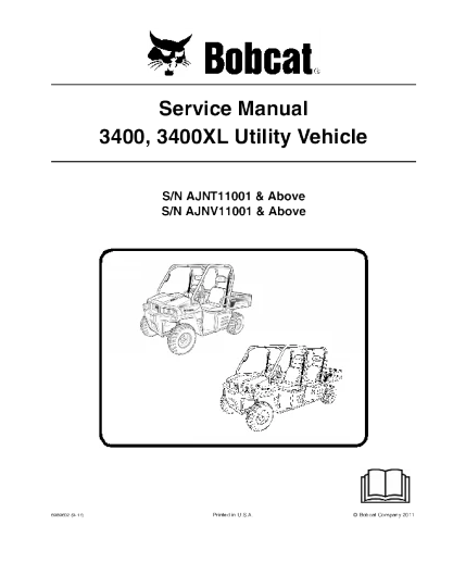 Manual de servicio y reparación de vehículos utilitarios Bobcat 3400, 3400xl