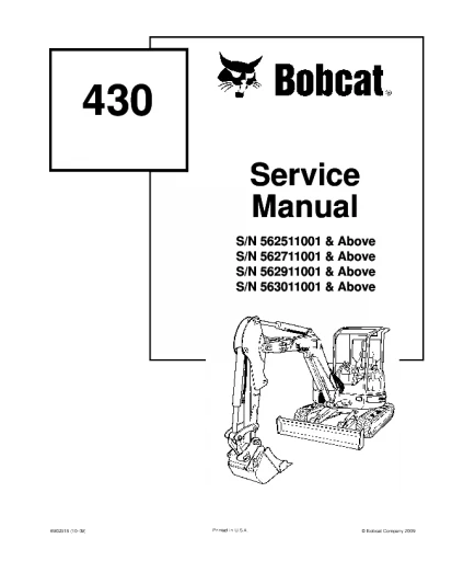 MANUAL DE REPARACIÓN Y SERVICIO BOBCAT 430