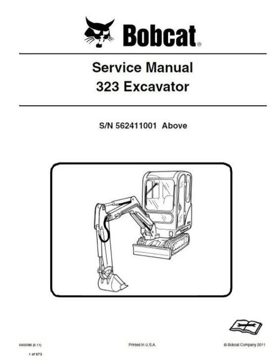 manual de servicio y reparación de excavadora compacta Bobcat 323 (número de serie 562411001 y superiores)