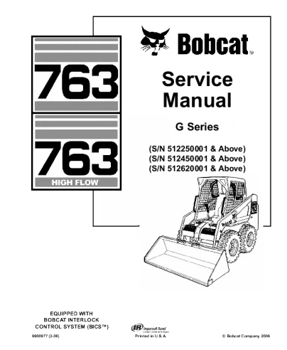 MANUAL DE REPARACIÓN Y SERVICIO DE LA CARGADORA DE DIRECCIÓN DESLIZANTE BOBCAT 763