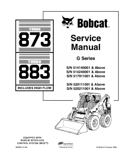 Manual de servicio y reparación Bobcat 873, 883