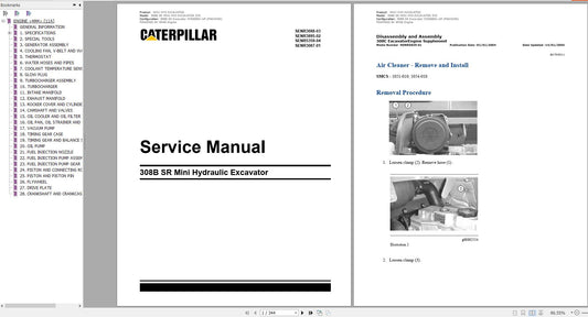 CAT 308B Hydraulic Mini Excavator Service Manual