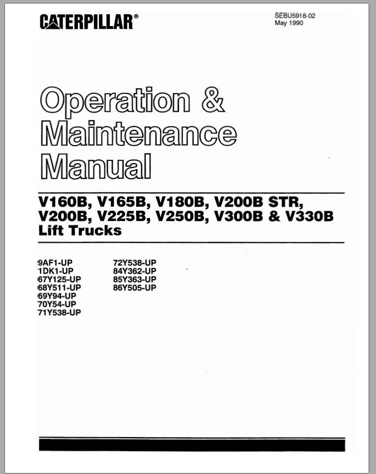 CATERPILLAR V250B Operation and Maintenance Manual