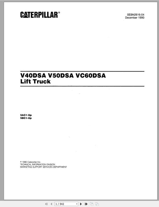 Manual de repuestos CATERPILLAR V40D SA (Español)