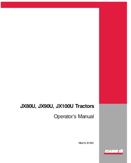 Manual del operador tractor Case IH JX80U JX90U JX100U