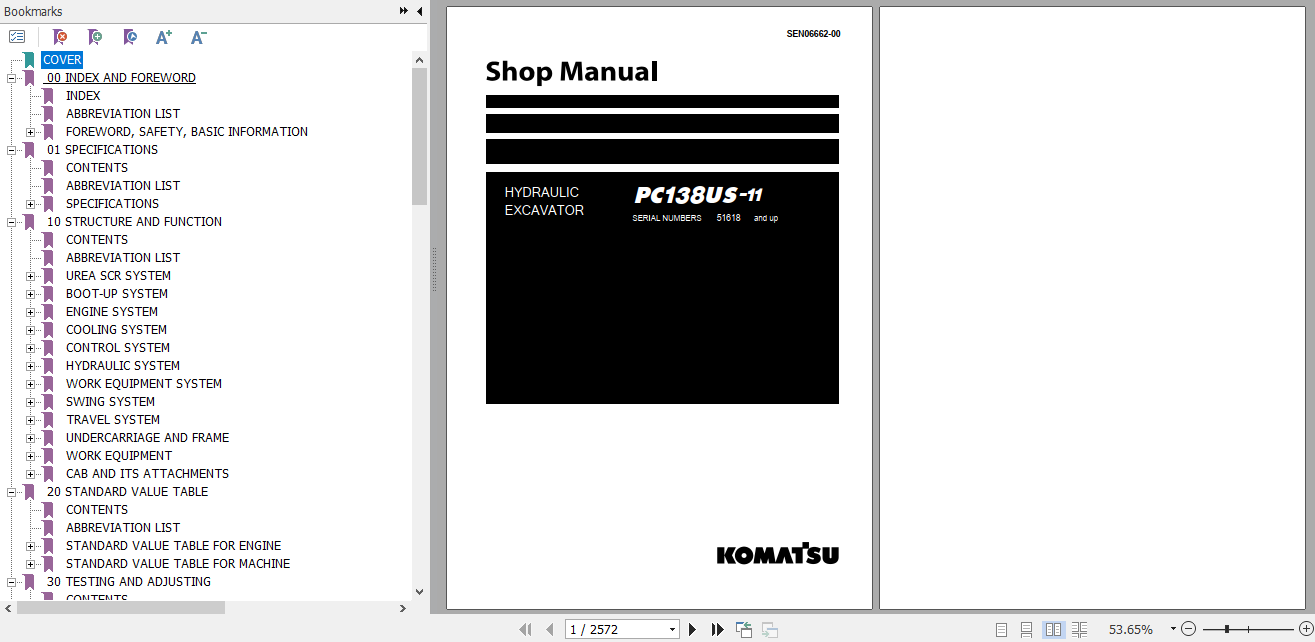 Manual de taller Komatsu PC138US-11_SEN06662-00