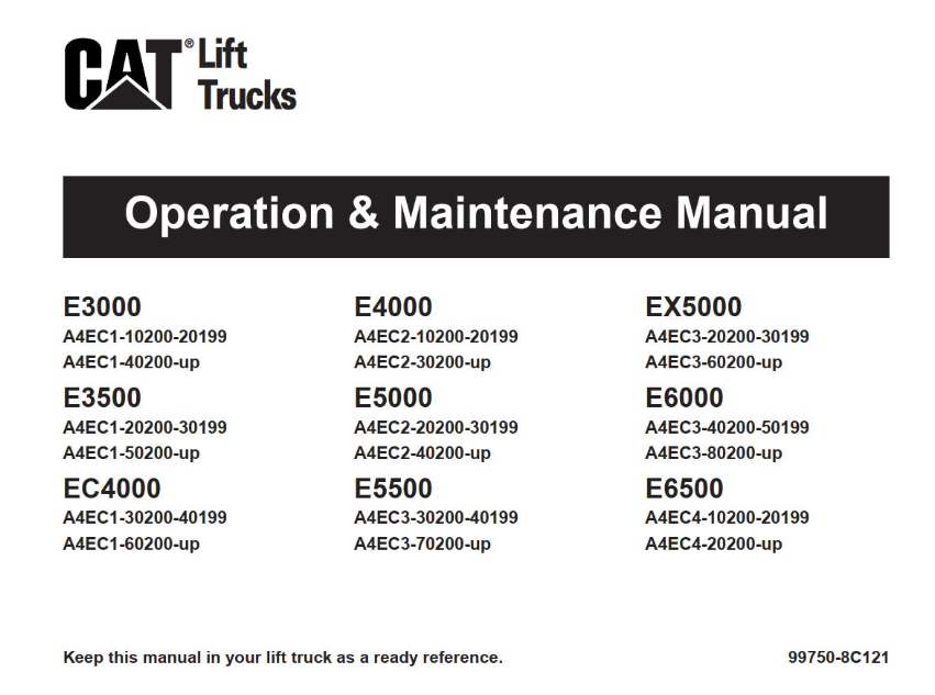 Caterpillar Forklift E3000 Operation and Maintenance Manual