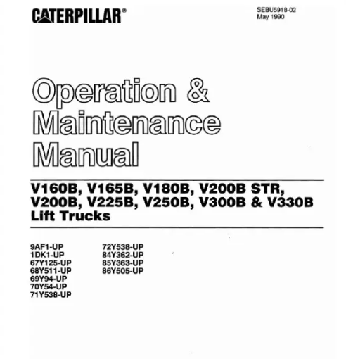 Caterpillar V160B Operation and Maintenance Manual